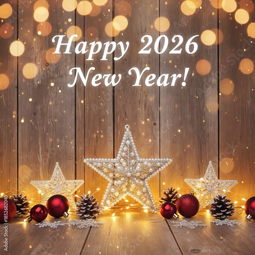 christmas background with baubles Happy new year