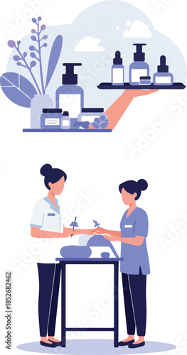 Skincare And Spa Treatment Flat Design Vector Illustration