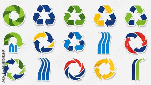 Collection of Colorful Recycling Symbols for Eco-Friendly Initiatives and Sustainable Living