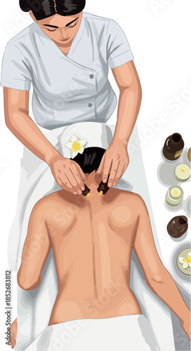 Thai Massage Spa Treatment With Aromatherapy Oils And Candles