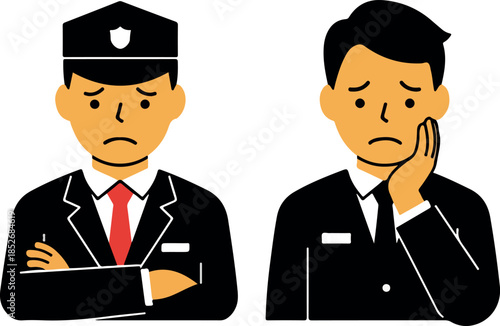 Two Men Sad Expression Flat Design Vector