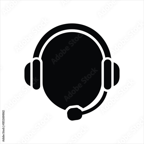 Headset Icon – Vector Silhouette Call Center and Customer Support Symbol