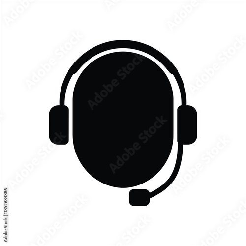 Headset Icon – Vector Silhouette Call Center and Customer Support Symbol