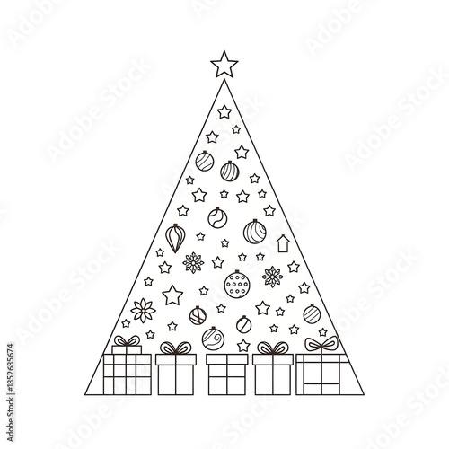 Minimal christmas tree outline illustration
