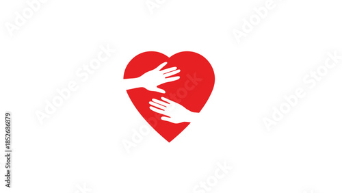 Heart with hands symbolizing love, care, and compassion in healthcare and charity