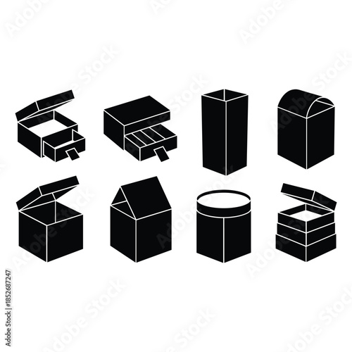 Various types of packaging boxes