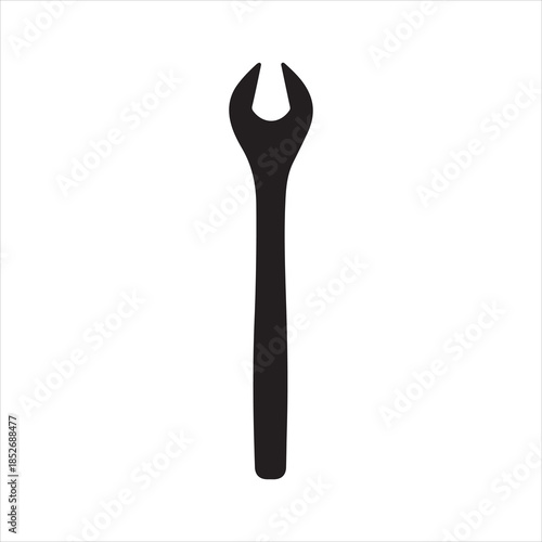Simple black wrench icon, Labor Day wrench silhouette design symbolizing hard work and industry  vector illustration
