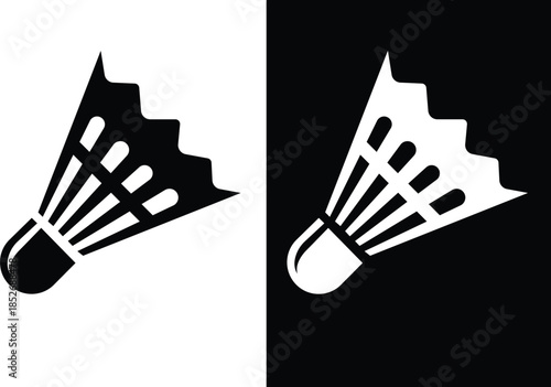 Badminton shuttle icon Black and white vector illustration of a megaphone and microphone design symbols for business and music web icons featuring a piano keyboard key for sound and film