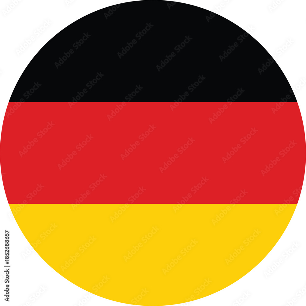 Obraz premium 3D illustration of a waving national German flag button featuring the iconic black, red, and gold emblem of Deutschland as a patriotic symbol of the European country