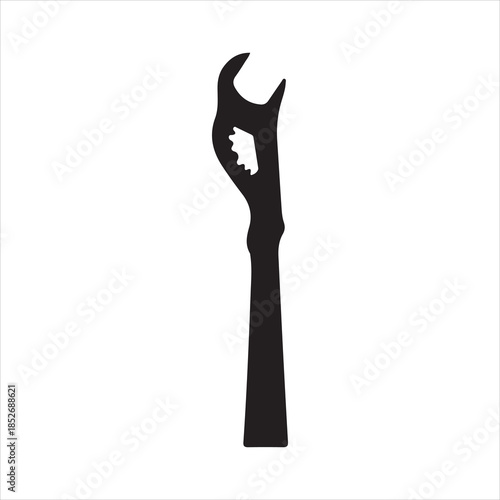 Simple black wrench icon, Labor Day wrench silhouette design symbolizing hard work and industry  vector illustration
