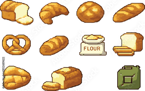 Bread 1 with pixel art, eps 10 illustration