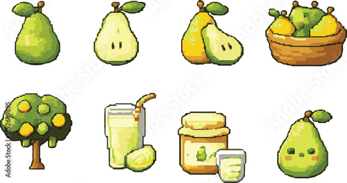 pear 1 with pixel art, eps 10 illustration