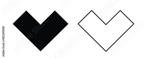 heart icon Vector illustration of a business arrow pointing to a 3d render of a cube icon featuring a checkmark symbol as a design choice for a web button or checklist form