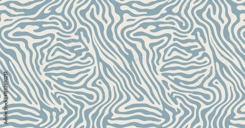 Seamless wave pattern with thin lines, abstract light blue background featuring continuous blue waves, flowing water textures, vector illustration, and decorative aquatic design