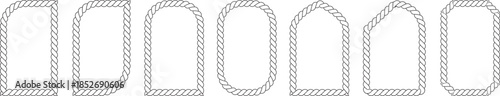 Diverse set of outlined rope frames featuring multiple decorative shapes and styles
