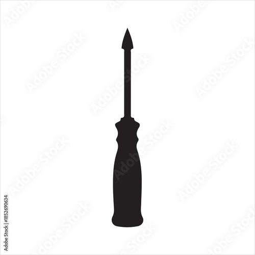 A black and white silhouette of a screwdriver, Vector illustration of black and white icon or silhouette of a flathead screwdriver isolated design