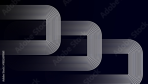 Minimal Curved Line Abstract Pattern on Dark Background. Modern Monochrome Flowing Lines with Smooth Geometric Rhythm. Elegant Continuous Line Wave Design in Contemporary Style.