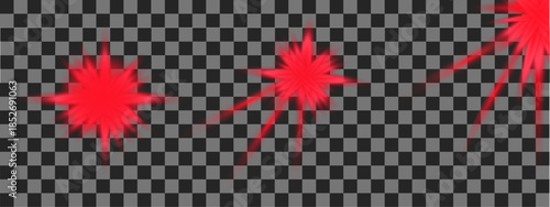 Red Energy Explosion Burst with Dynamic Light Rays and Starburst Effect Isolated on Transparent Background