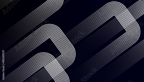 Minimal Curved Line Abstract Pattern on Dark Background. Modern Monochrome Flowing Lines with Smooth Geometric Rhythm. Elegant Continuous Line Wave Design in Contemporary Style.