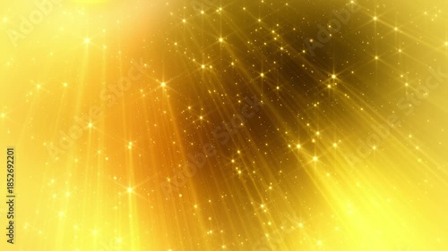 Golden twinkle stars and light rays floating in space
