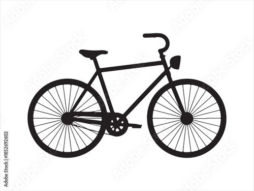 A silhouette of a road bicycle with drop handlebars and thin tires against on vector illustration