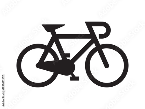A silhouette of a road bicycle with drop handlebars and thin tires against on vector illustration