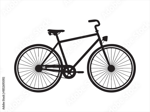 A silhouette of a road bicycle with drop handlebars and thin tires against on isolated vector illustration