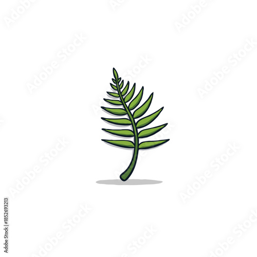 Stylized fern frond illustration showcases fresh botanical simplicity and aesthetic appeal,