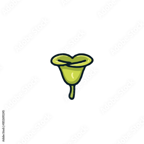 Stylized green bellflower illustration with a unique shape and whimsical appeal a perfect addition