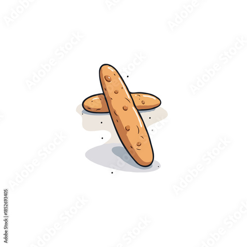 Two freshly baked crusty bread sticks resting offering a delightful and delicious culinary