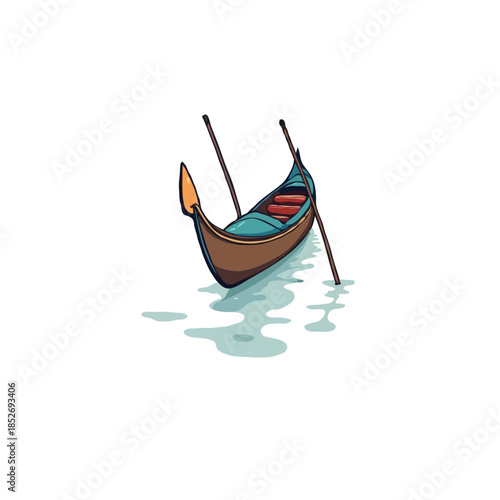 Tranquil venetian waterway illustration showcasing the iconic gondola gently gliding across calm