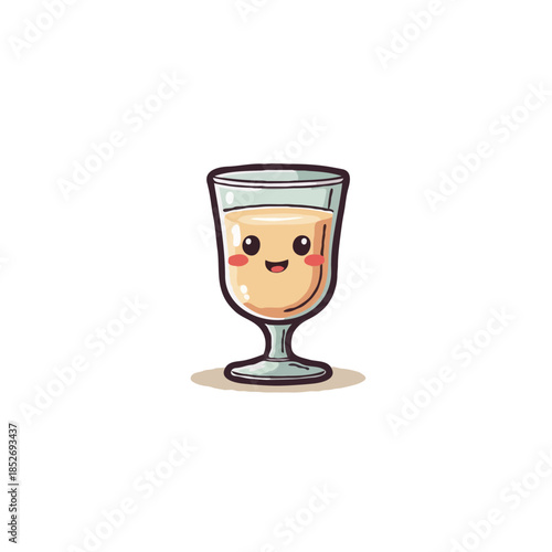 Whimsical beverage illustration showcasing a cute and charming glass of creamy liquid, designed