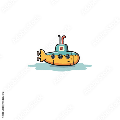 Whimsical cartoon submarine sailing calmly on the high seas a nautical adventure for kids
