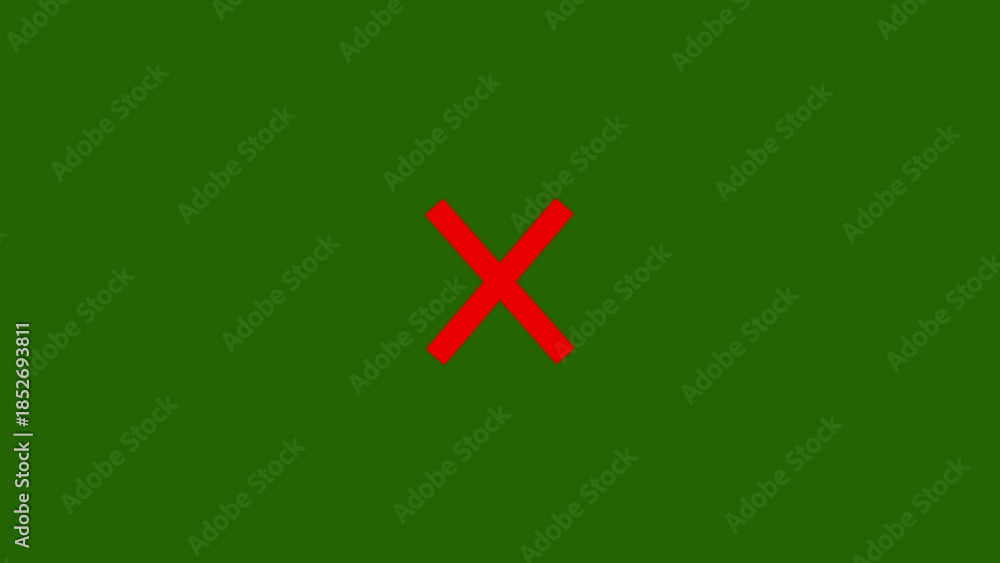 Obraz premium Red x on green background