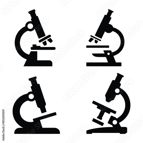 Microscope Vector, Silhouette, Illustration