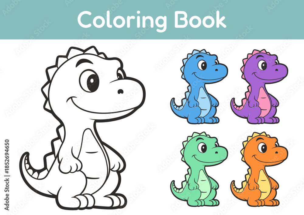 Obraz premium Cartoon dinosaur characters for coloring book in various colors 