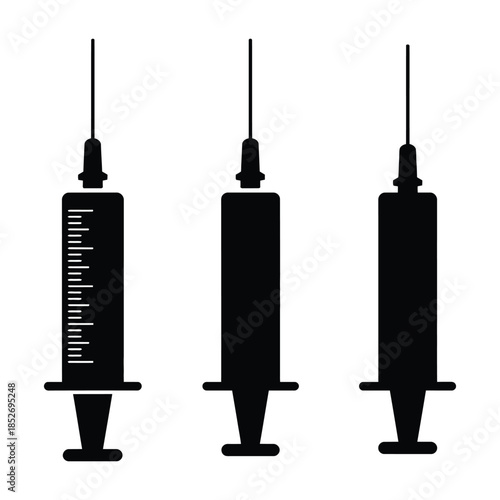 Syringe Vector, Silhouette, Illustration