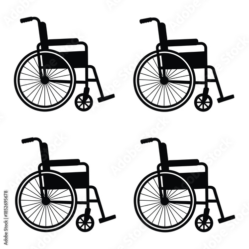 Wheelchair Vector, Silhouette, Illustration