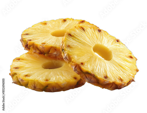 Sliced tropical fruit rings, sweet and juicy, isolated on black