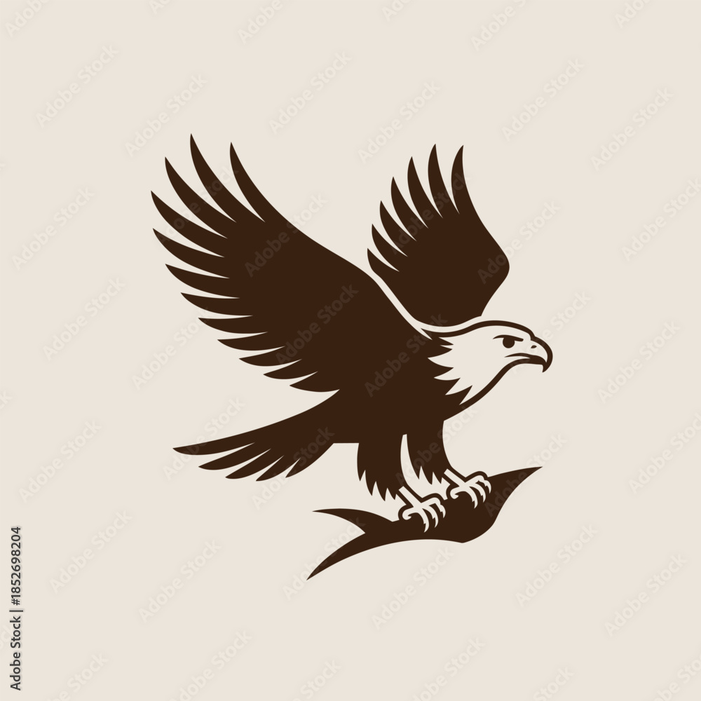 Obraz premium Majestic Flying Eagle Silhouette Vector for Wildlife and Freedom Concepts