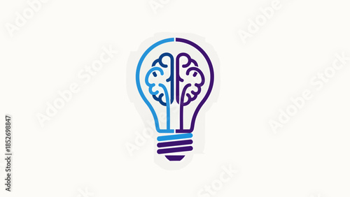 Stylized Light Bulb with Brain Inside.