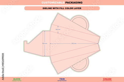 Pyramid shaped polygonal box dieline vector with custom sizing developed for unique packaging layouts printable mockups creative presentations and wrapping design