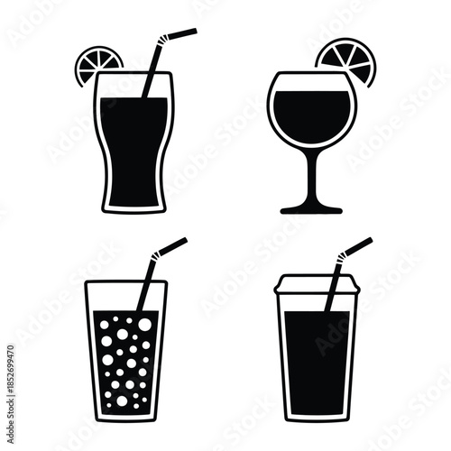 Cold Drinks Vector, Silhouette, Illustration