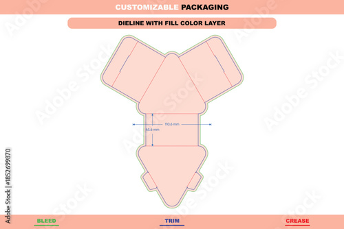 Triangle polygonal box dieline vector with custom dimensions developed for structured folding packaging printable layouts and professional carton box design projects