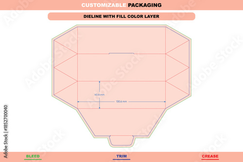 Triangle polygonal box dieline vector with custom sizing and folding structure developed as a printable packaging template for cartons products and mockup design