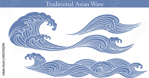 Traditional Modern wave pattern set chinese wave japanese wave korean asian traditional illustrations decorations element vector design for background and wallpaper 5