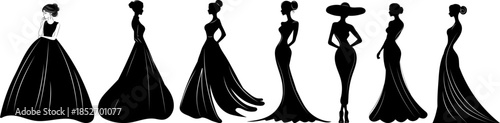 Silhouette of beautiful, sophisticated women, girls vector