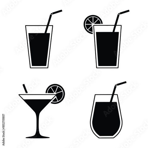 Minimal Drink Vector, Silhouette, Illustration