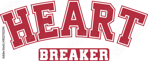 Heart Breaker, Bold Stylish Typography Artwork, Trendy Graphic Design, Modern Lettering Illustration, Emotional Expression Icon, Fashionable Text Art, Statement Typography for Posters and Apparel.