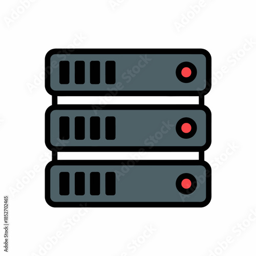 Database server rack storage icon for network hosting and cloud computing services